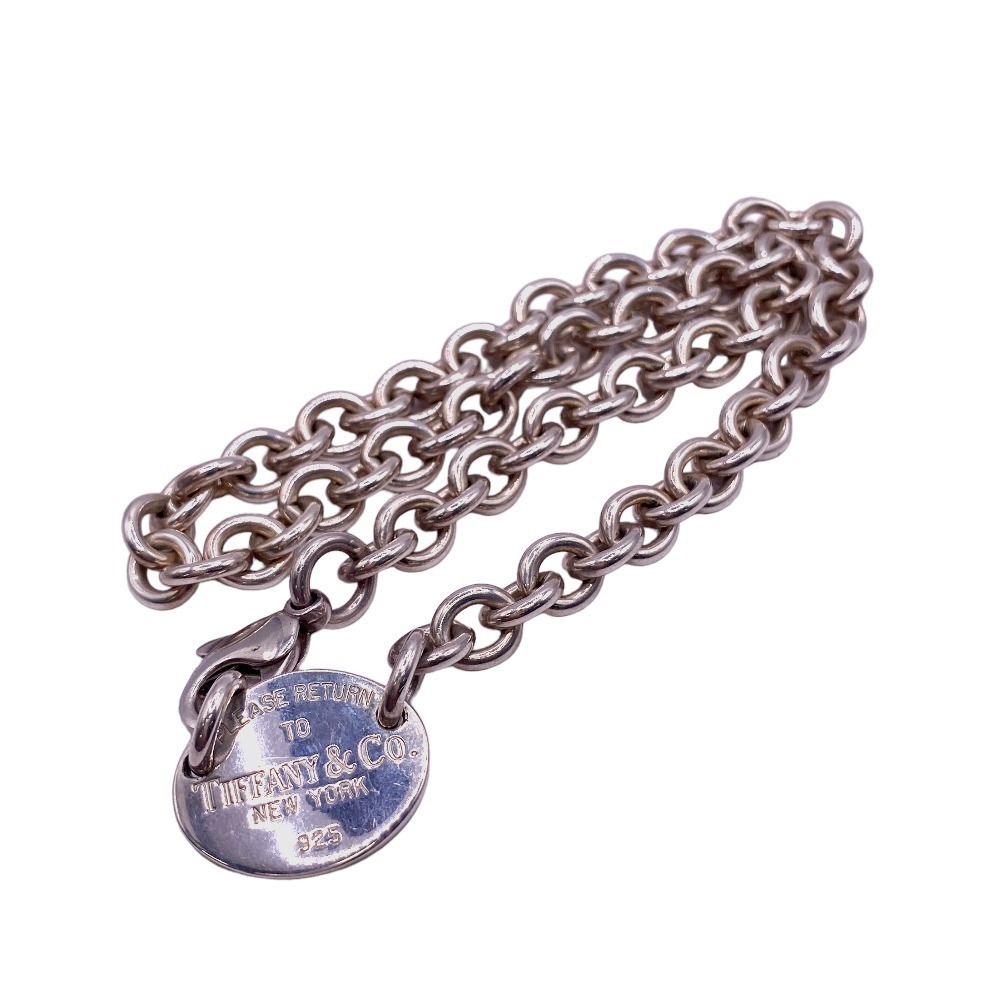 TIFFANY Co Necklace Choker to Oval Sterling Silver